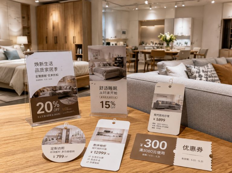 安国家具门店单页海报与吊牌